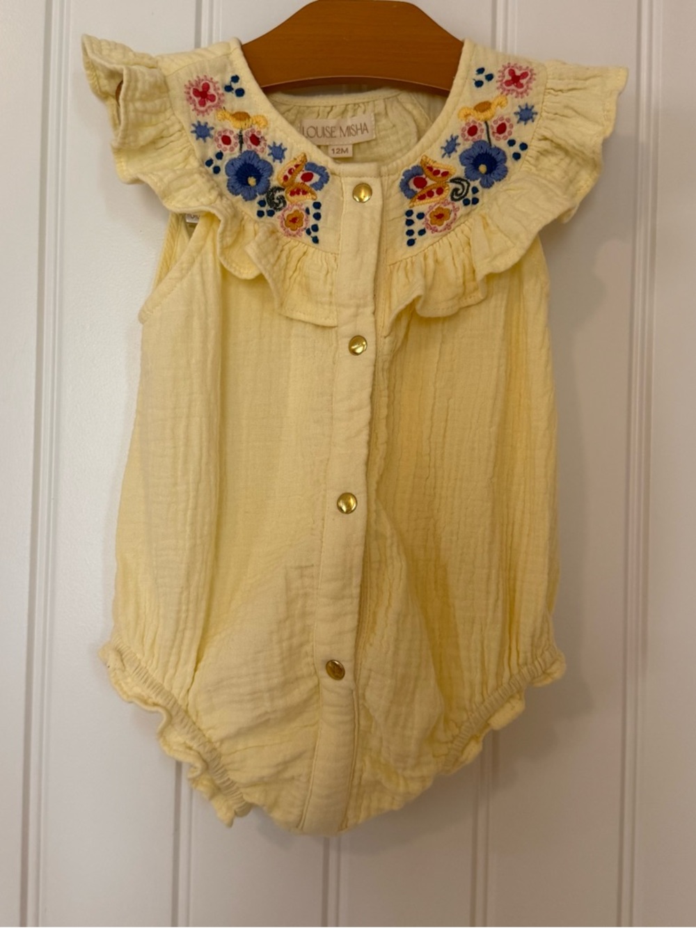 🍋 Louise Misha Jade Romper Lemon Organic Cotton Gauze (12M)